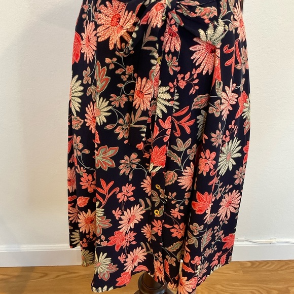 NWT Nanette Lepore Fit & Flare Midi Dress Floral Print Belted with Pockets Sz 2 - Picture 4 of 15